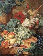 Still life with flowers and fruit. Jan van Huijsum